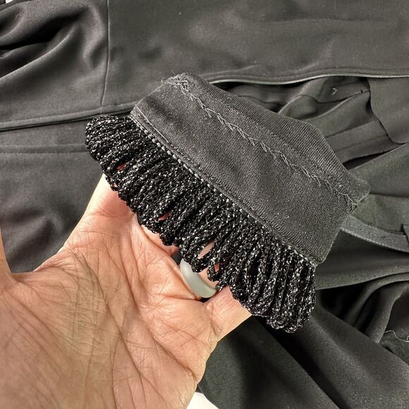 70s Vtg Kay Windsor Black Maxi Dress High Neck Sparkle Trim Goth Witchy Sz S/M? - Picture 15 of 16